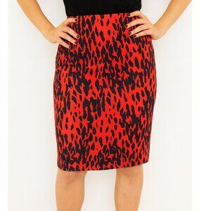 Red and Black Pencil Skirt Knee-Length Work
